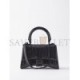 BALENCIAGA BLACK HOURGLASS XS CROC-EFFECT LEATHER CROSS-BODY BAG  BALENCIAGA  MATCHESFASHION US (19*12.5*8cm)