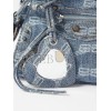 BALENCIAGA BLUE NEO CAGOLE CITY XS BB-LOGO DENIM SHOULDER BAG  BALENCIAGA  MATCHESFASHION US (25.5*16.7*11cm)