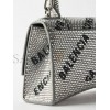 BALENCIAGA SILVER HOURGLASS XS CRYSTAL-EMBELLISHED LEATHER BAG  BALENCIAGA  MATCHESFASHION US (19*12*6.6cm)