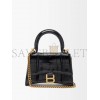 BALENCIAGA BLACK HOURGLASS MINI B-LOGO CROCODILE-EFFECT LEATHER BAG  BALENCIAGA  MATCHESFASHION US (11.6*7.8*4.5cm)