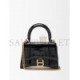 BALENCIAGA BLACK HOURGLASS MINI B-LOGO CROCODILE-EFFECT LEATHER BAG  BALENCIAGA  MATCHESFASHION US (11.6*7.8*4.5cm)