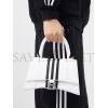 BALENCIAGA WHITE X ADIDAS HOURGLASS XS STRIPED LEATHER HANDBAG  BALENCIAGA  MATCHESFASHION US (19*12.1*7.6cm)