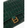 BALENCIAGA GREEN HOURGLASS CROC-EMBOSSED LEATHER POUCH  BALENCIAGA  MATCHESFASHION US (27*16cm)