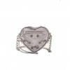 BALENCIAGA SILVER LE CAGOLE HEART METALLIC-LEATHER CROSS-BODY BAG  BALENCIAGA  MATCHESFASHION US (16*14*4cm)