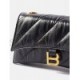 BALENCIAGA BLACK CRUSH XS QUILTED-LEATHER CROSS-BODY BAG  BALENCIAGA  MATCHESFASHION US (21.5*11*5cm)