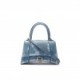 BALENCIAGA BLUE HOURGLASS DENIM-PRINT LEATHER BAG  BALENCIAGA  MATCHESFASHION US (26.1*14*10.6cm)