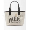 BALENCIAGA NEUTRAL PARIS LOGO-PRINT LEATHER-TRIM CANVAS TOTE BAG  BALENCIAGA  MATCHESFASHION US (41.1*25.1*17.5cm)