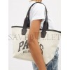 BALENCIAGA NEUTRAL PARIS LOGO-PRINT LEATHER-TRIM CANVAS TOTE BAG  BALENCIAGA  MATCHESFASHION US (41.1*25.1*17.5cm)