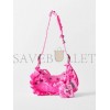 BALENCIAGA PINK LE CAGOLE XS RUFFLED SPANDEX SHOULDER BAG  BALENCIAGA  MATCHESFASHION US (25*15.2*6cm)