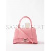 BALENCIAGA PINK HOURGLASS S CROCODILE-EFFECT LEATHER BAG  BALENCIAGA  MATCHESFASHION US (22.5*14.5*10cm)