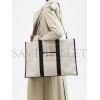 BALENCIAGA NEUTRAL NEO L LEATHER-TRIM CANVAS TOTE BAG  BALENCIAGA  MATCHESFASHION US (48.2*32*16cm)