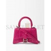 BALENCIAGA PINK HOURGLASS XS CROCODILE-EFFECT LEATHER BAG  BALENCIAGA  MATCHESFASHION US (19.5*12*5cm)