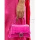 BALENCIAGA PINK HOURGLASS XS CROCODILE-EFFECT LEATHER BAG  BALENCIAGA  MATCHESFASHION US (19.5*12*5cm)