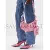 BALENCIAGA PINK LE CAGOLE XS LOGO-PRINT DENIM SHOULDER BAG  BALENCIAGA  MATCHESFASHION US (25.6*11.4*7.3cm)