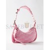 BALENCIAGA PINK LE CAGOLE XS LOGO-PRINT DENIM SHOULDER BAG  BALENCIAGA  MATCHESFASHION US (25.6*11.4*7.3cm)