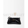 BALENCIAGA BLACK BB-PLAQUE CROCODILE-EFFECT LEATHER SHOULDER BAG  BALENCIAGA  MATCHESFASHION US (19*12.1*7.6cm)