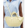 BALENCIAGA YELLOW BISTRO XS WOVEN FAUX-LEATHER BASKET BAG  BALENCIAGA  MATCHESFASHION US (22*20*12.5cm)