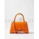 BALENCIAGA ORANGE HOURGLASS S CROCODILE-EFFECT LEATHER BAG  BALENCIAGA  MATCHESFASHION US (22.5*14*10cm)