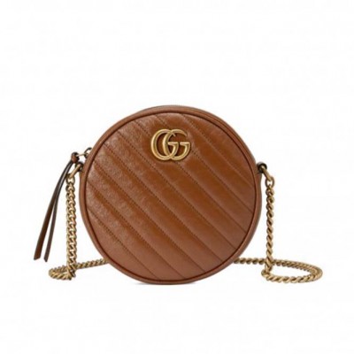 GUCCI Marmont Mini Round Shoulder Bag 550154 0OLFT 2535 (18.5*18.5*6.5cm)