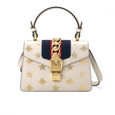 GUCCI SYLVIE BEE STAR MINI LEATHER BAG 470270 DJ2SG 8963 (20*14*7.5cm)