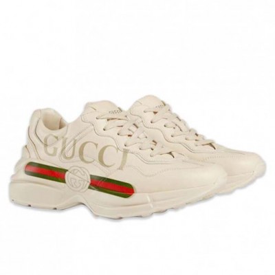 GUCCI WOMEN'S RHYTON GUCCI LOGO LEATHER SNEAKER 528892 DRW00 9522