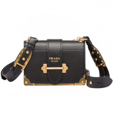 PRADA CAHIER LEATHER SHOULDER BAG 1BD045_2BB0_F0002_V_XCH (14.5cm*7cm*20cm)