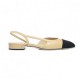 CHANEL SLINGBACKS 		GOATSKIN & GROSGRAIN			BEIGE & BLACK G31319 Y50006 C8378