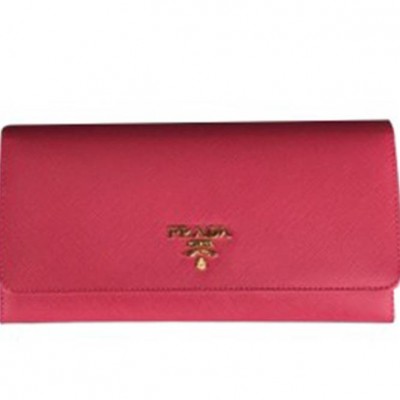 PRADA SAFFIANO LEATHER WALLET-WATERMELON