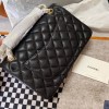 CHANEL CLASSIC FLAP MEDIUM BLACK CAVIAR LEATHER GOLD HARDWARE (25.5*15.5*6.5cm)