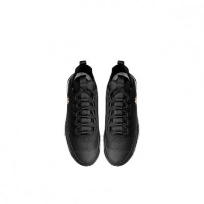 CHANEL BLACK SUEDE AND FABRIC CC LOW TOP SNEAKERS