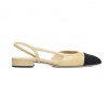 CHANEL SLINGBACKS 		GOATSKIN & GROSGRAIN			BEIGE & BLACK G31319 Y50006 C8378