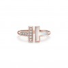 TIFFANY T WIRE RING IN ROSE GOLD WITH DIAMONDS AND MOTHER-OF-PEARL