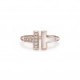 TIFFANY T WIRE RING IN ROSE GOLD WITH DIAMONDS AND MOTHER-OF-PEARL