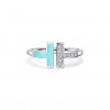 Tiffany T Diamond and Turquoise Wire Ring in 18k White Gold