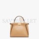 FENDI PEEKABOO MINI - BEIGE LEATHER BAG 8BN244AHJWF1F1L (23*18*11cm)