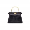 FENDI PEEKABOO ISEEU PETITE - BLACK CROCODILE PATTERN LEATHER 8BN335ALZ0F0KUR (20*15.5*11cm)