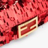 FENDI BAGUETTE MINI - DARK RED SEQUIN AND LEATHER BAG 8BS017AMP0F0V3L (19*11.5*4cm)