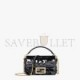 FENDI BAGUETTE MINI - BLACK SEQUIN AND LEATHER BAG 8BS017AMP0F0KUR (19*11.5*4cm)