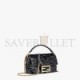 FENDI BAGUETTE MINI - BLACK SEQUIN AND LEATHER BAG 8BS017AMP0F0KUR (19*11.5*4cm)