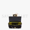 FENDI BAGUETTE MINI - BLACK SEQUIN AND LEATHER BAG 8BS017AMP0F0KUR (19*11.5*4cm)