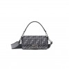 FENDI BAGUETTE - GRAY HOUNDSTOOTH WOOL BAG WITH FF EMBROIDERY 8BR600AKRZF1J5M (27*15*6cm)