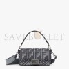 FENDI BAGUETTE - GRAY HOUNDSTOOTH WOOL BAG WITH FF EMBROIDERY 8BR600AKRZF1J5M (27*15*6cm)