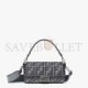 FENDI BAGUETTE - GRAY HOUNDSTOOTH WOOL BAG WITH FF EMBROIDERY 8BR600AKRZF1J5M (27*15*6cm)