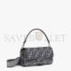 FENDI BAGUETTE - GRAY HOUNDSTOOTH WOOL BAG WITH FF EMBROIDERY 8BR600AKRZF1J5M (27*15*6cm)