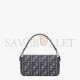 FENDI BAGUETTE - GRAY HOUNDSTOOTH WOOL BAG WITH FF EMBROIDERY 8BR600AKRZF1J5M (27*15*6cm)