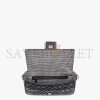 FENDI BAGUETTE - GRAY HOUNDSTOOTH WOOL BAG WITH FF EMBROIDERY 8BR600AKRZF1J5M (27*15*6cm)