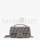 FENDI BAGUETTE CHAIN MIDI - DARK GRAY FF TAPESTRY FABRIC BAG 8BR793ALG7F1HZO (24*14.5*7cm)