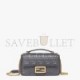 FENDI BAGUETTE CHAIN MIDI - DARK GRAY LEATHER BAG 8BR793AH9CF1IV7 (24*14.5*7cm)