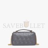 FENDI BAGUETTE CHAIN MIDI - DARK GRAY LEATHER BAG 8BR793AH9CF1IV7 (24*14.5*7cm)