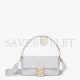 FENDI BAGUETTE - LIGHT BLUE STRIPED FABRIC BAG 8BR600ALVQF1J60 (27*15*6cm)